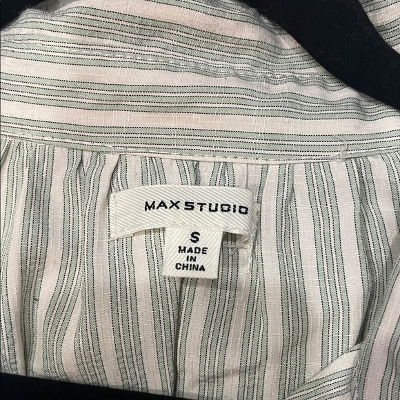 Max Studio Gray Striped Button Down Shirt - Picture 2 of 6